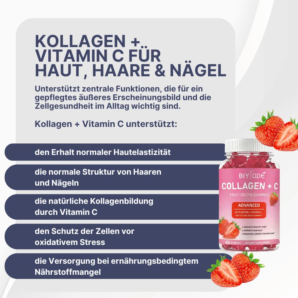 Collagen + Vitamin C Gummies for Skin, Hair & Nails